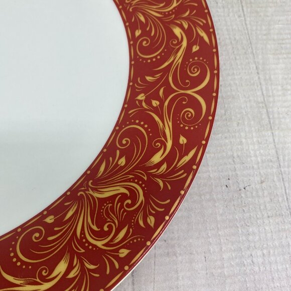 JC Penny Chris Madden MONTALIRA RED Gold Design Porcelain Dinner Plate Set 4 - Picture 16 of 16